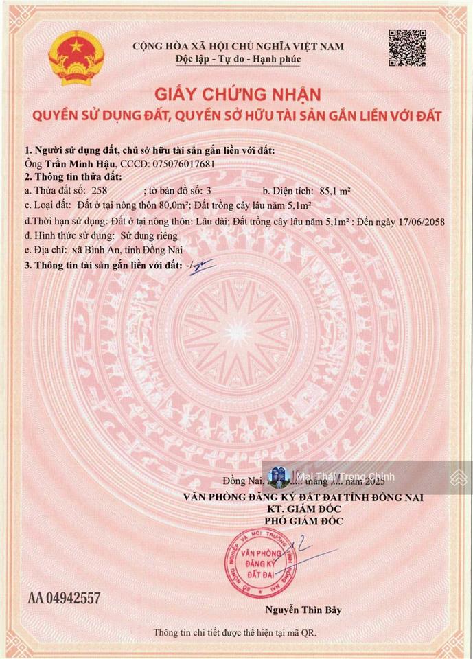Bán đất cạnh kcn long đức, xã bình an, đồng nai  rất gần sân bay long thành