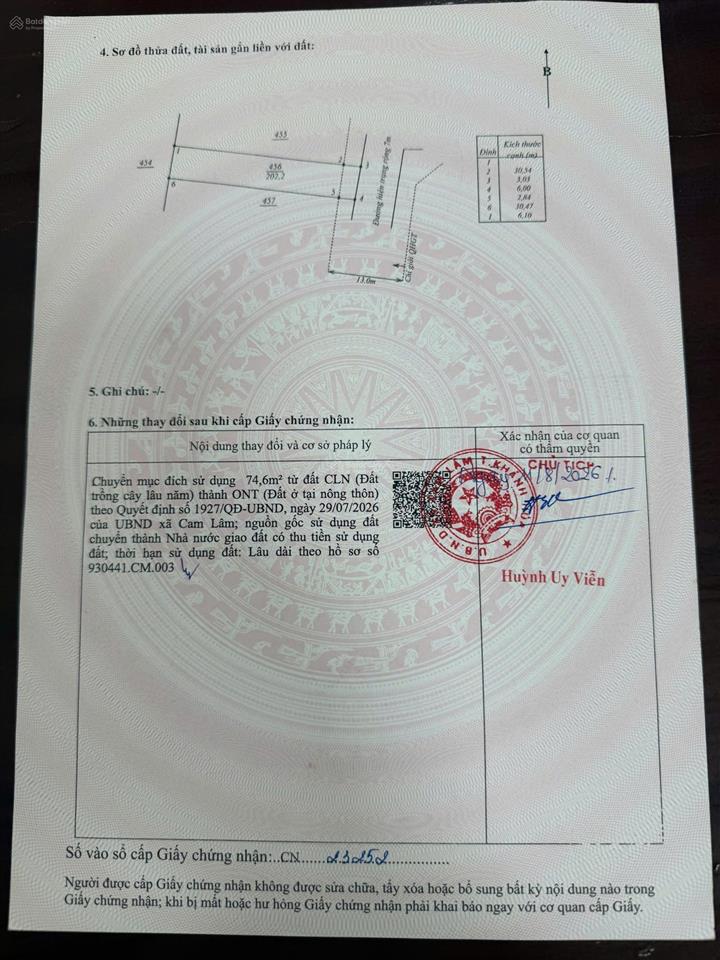 Bán đất cam lâm 202m², 184,6m² đất ở, đường 7m, gần khu vực dự kiến vinhomes cam lâm, giá 1,8 tỷ