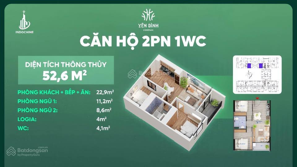 Bán suất ngoại giao căn 2pn yên bình complex giá chỉ 1,5 tỷ, cho thuê dòng tiền 8tr/tháng