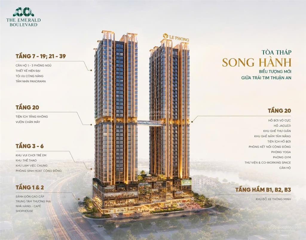 The emerald boulevard  căn hộ cao cấp mặt tiền quốc lộ 13 sát cạnh sài gòn, ưu đãi booking sớm 3%