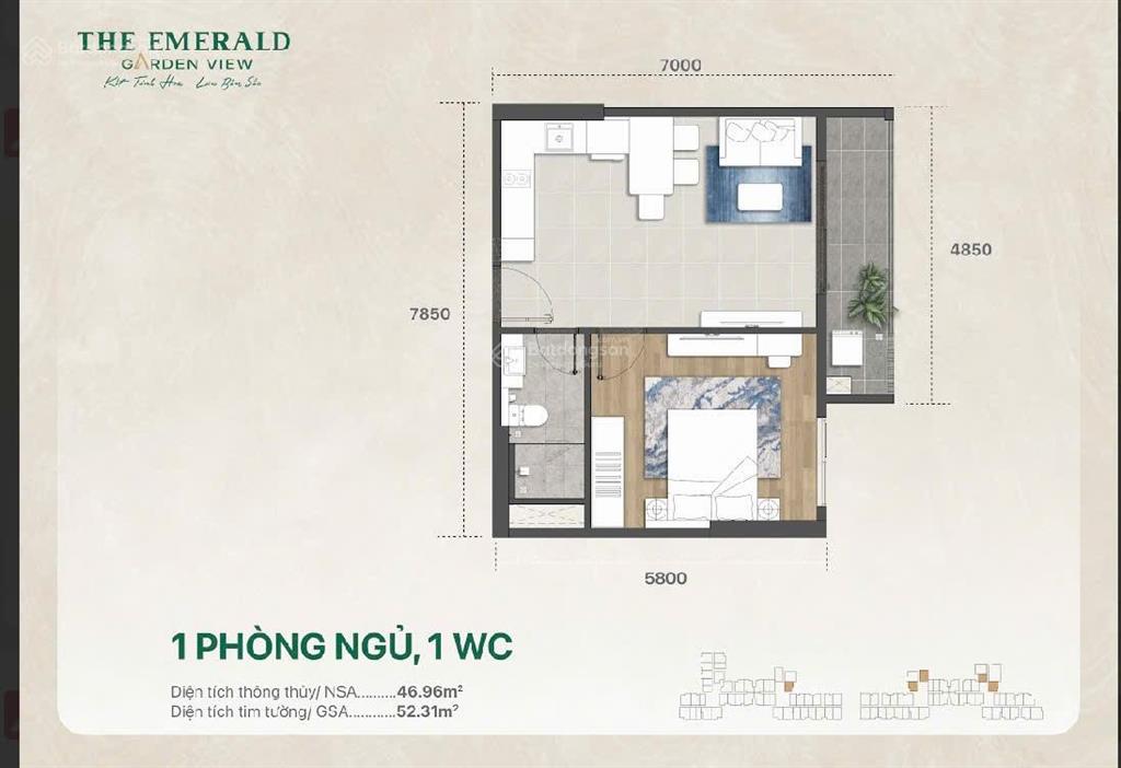 Căn hộ 1pn the emerald garden view, giá chỉ từ 39tr/m2, cđt hỗ trợ lãi suất 8% đến 24 tháng