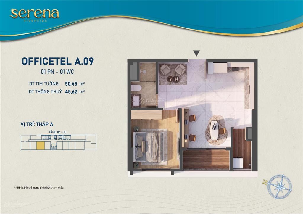 Officetel serena riverside 1pn  vừa ở + vừa kinh doanh  thanh khoản nhân đôi, giá chỉ từ 50,6tr