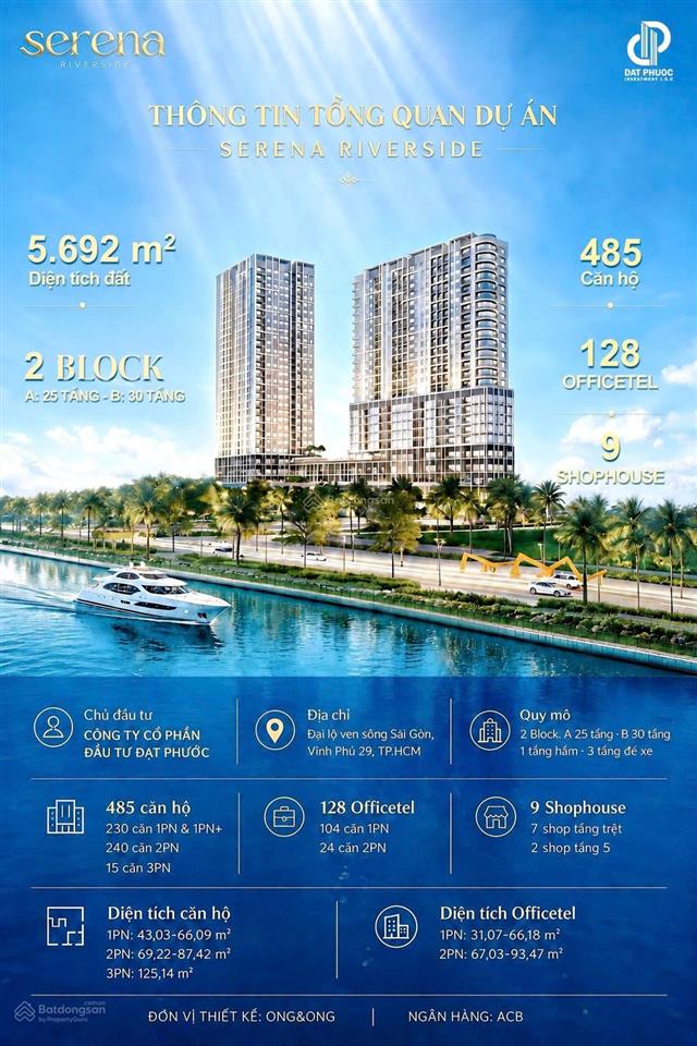 Officetel serena riverside 1pn  vừa ở + vừa kinh doanh  thanh khoản nhân đôi, giá chỉ từ 50,6tr