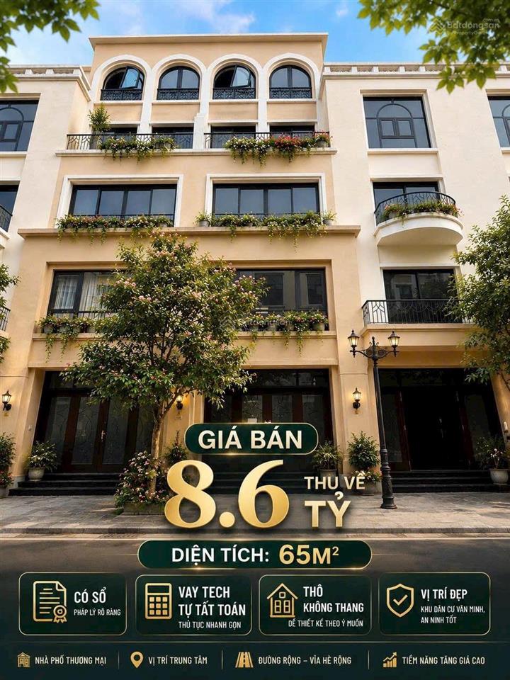 Rẻ nhất thị trường  hàng đẹp ra nhanh cọ xanh 65m2, có sổ, cạnh trường vinschool giá bán 8,6