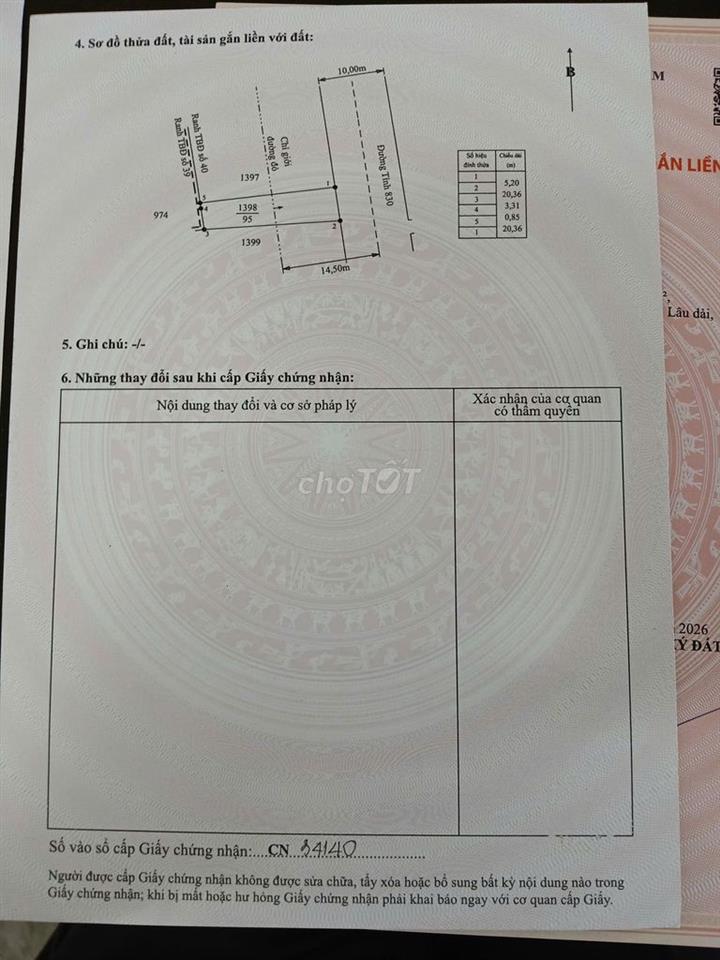 Bán đất mặt tiền lộ nhựa cách chợ Phước Vân khoản 60m