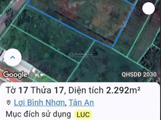 Bán đất 2292.21m² ngang 38.2m giá 16.7 tỷ xã lợi bình nhơn (cũ), nay là phường khánh hậu