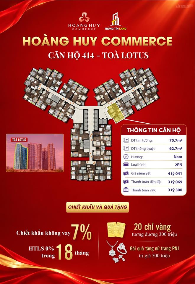 Căn hộ sân vườn rộng nhất  tại hoàng huy commerce
