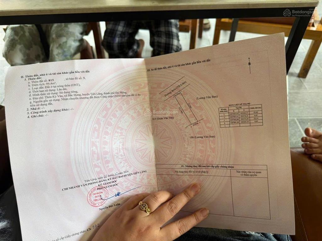 Bán đất bắc hưng 99,4 m2 giá bán 1tỉ9 có thương lượng nhẹ ai cần  em lương