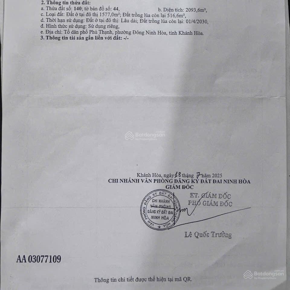 Bán 2.093,6m đất biển phường đông ninh hoà