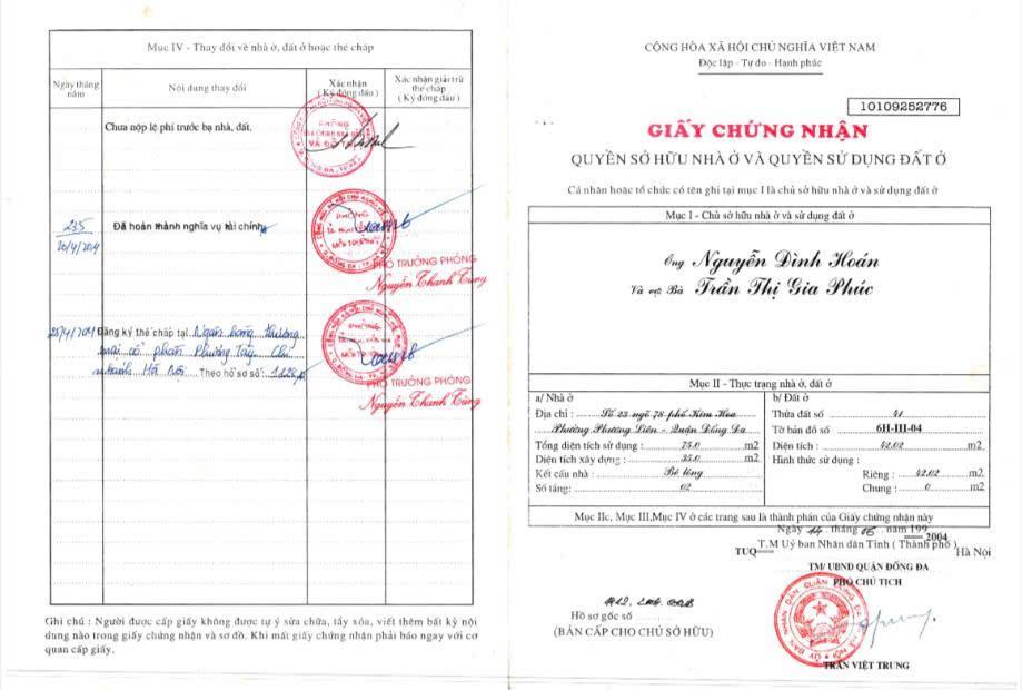 Chính chủ bán nhà sổ 23 ngõ 78 kim hoacách phố 30mthoáng sángdt 42m2giá 7.5 tỷ  0921 898 ***