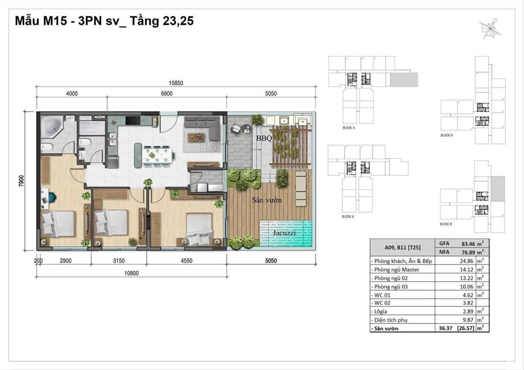 Hiếm bán căn sky garden 3pn+ sân vườn giá 8,2 tỷ allin 100% cc daqua q8