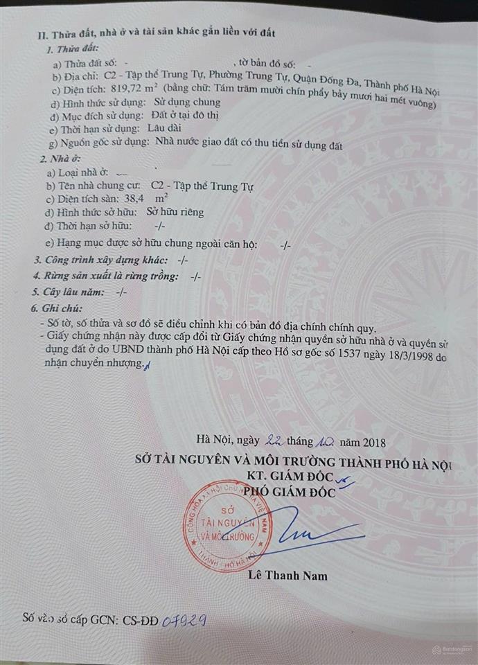 Bán căn hộ đầu hồi, tại tầng 4 c2 tập thể trung tự, 4,5 tỷ, 38,4 m2, giá siêu hời uy tín