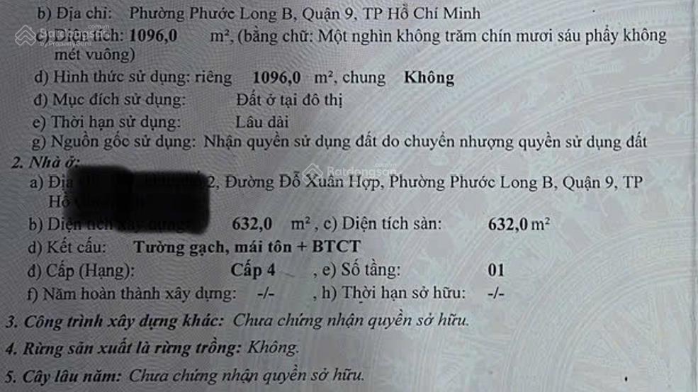 Lô đất lớn, mặt tiền đường đỗ xuân hợp , thành phố hồ chí minh