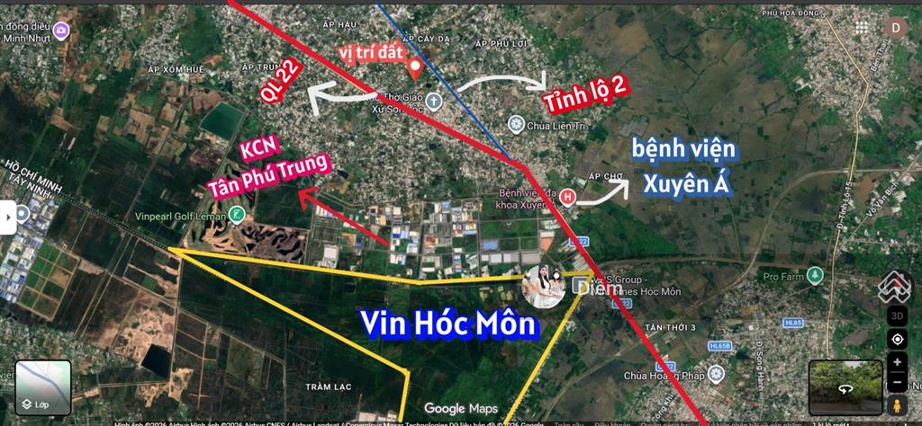 Bán đất sát vin giá 1 tỷ ở tỉnh lộ 2  tân phú trung với dt 100m2 full thổ cư, shr, xây dựng tự do