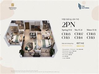 Bán cc 2n2 tại the victoria  vinhomes smart city, 5,12 tỷ, 63m2, khu có 2hầm gửi xe và bãi xe nổi