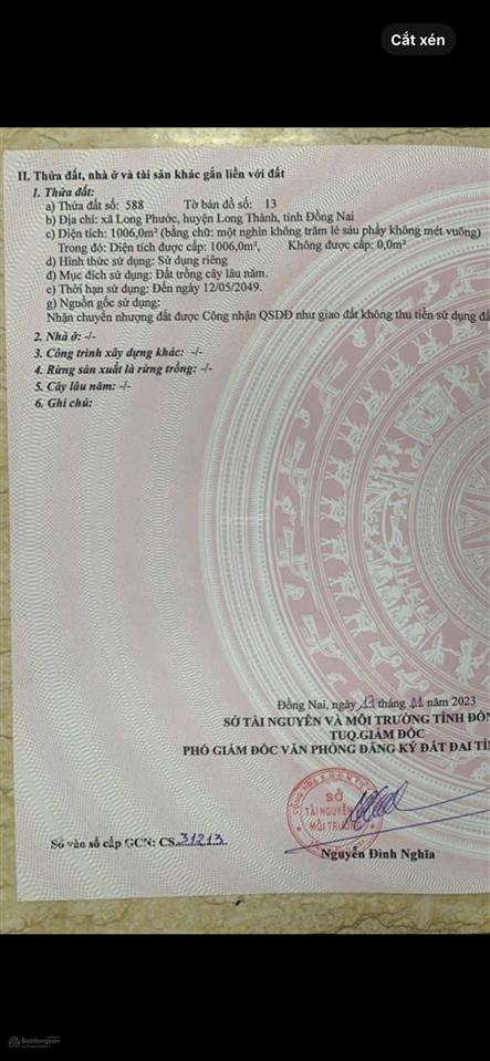 Bán đất 1006m2, 5 tỷ ở quốc lộ 51, long phước, long thành, đồng nai