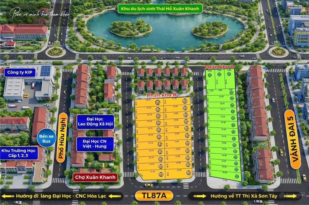 Bán đất tại hữu nghị, xuân khanh, sơn tây, giá cực chất 2,4 tỷ, 70m2