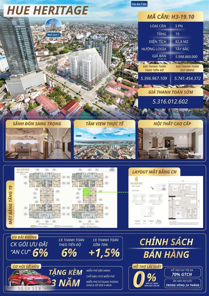 Hàng hiếm độc nhất căn hộ 3 phòng ngủ view sông hương hiếm tại trung tâm huế