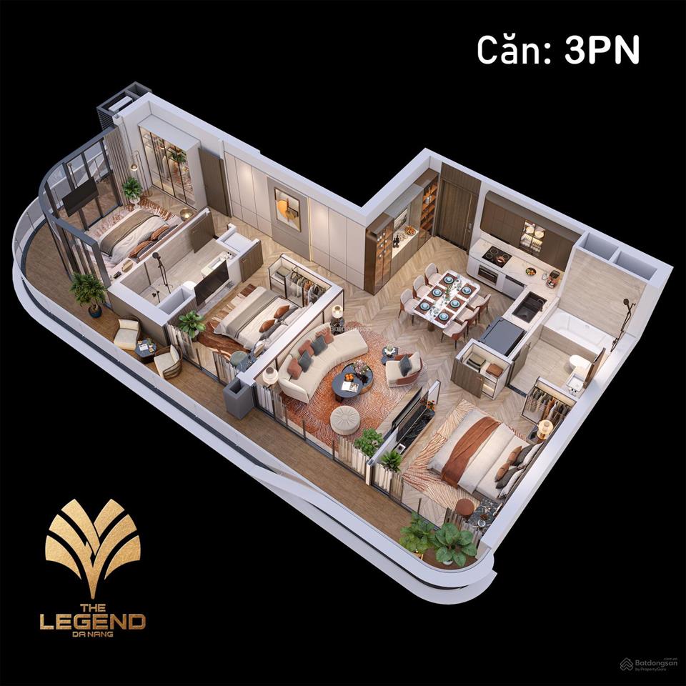 Căn hộ cao cấp 3pn the legend trung tâm đà nẵng  view sông hàn, pháo hoa diff
