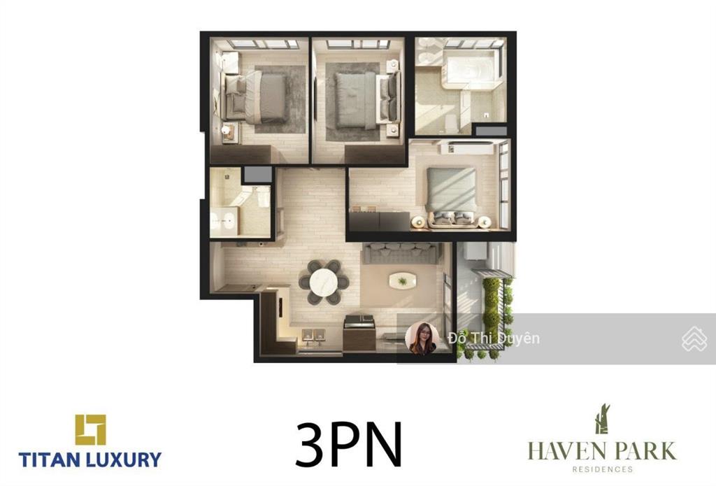 Bán nhanh căn 3 ngủ, haven park, 79m² sử dụng  giá 5 tỷ 7 bao sổ