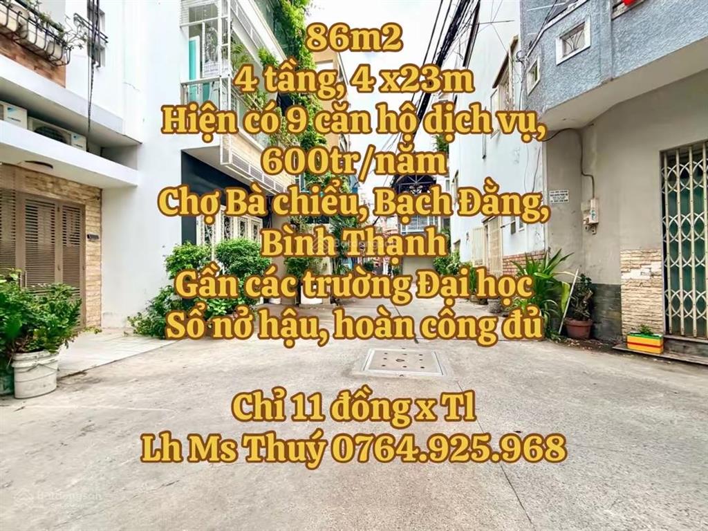 9 căn hộ dịch vụ  dòng tiền 600tr/năm  bạch đằng  bình thạnh  gần các trường đại học