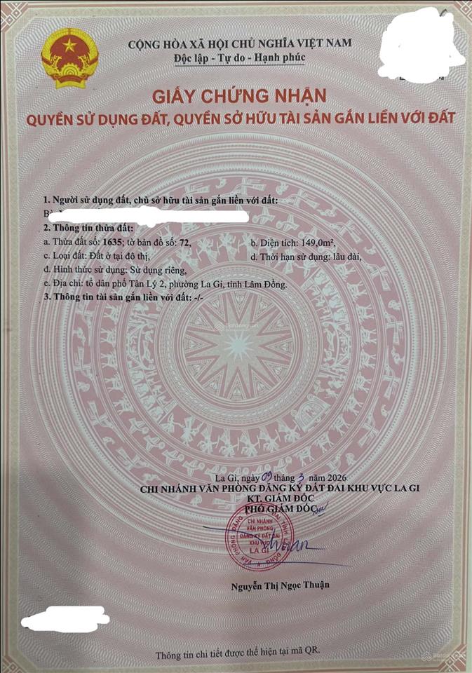 Bán đất thổ cư tại đường số 1, thôn tân lý 2