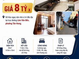 Bán nhà mặt phố tại lâm văn bền nhiều tiện ích trung tâm  50m2  nhỉnh 8 tỷ