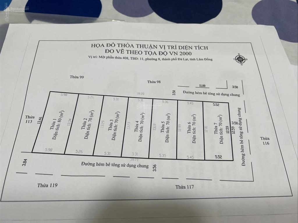 Bán đất tại một phần thửa 408, tbđ 11, đường nguyên tử lực, phường lâm viên, đà lạt, lâm đồng
