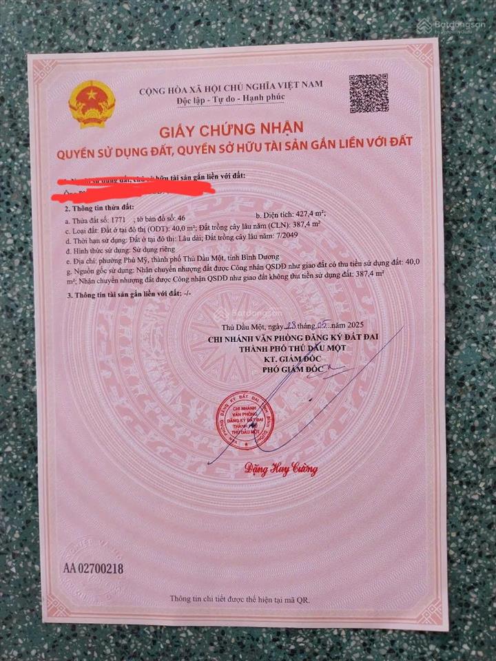 Đất cần bán 24tr/m2, mặt tiền đường dx002 phú mỹ phường bình dương tphcm
