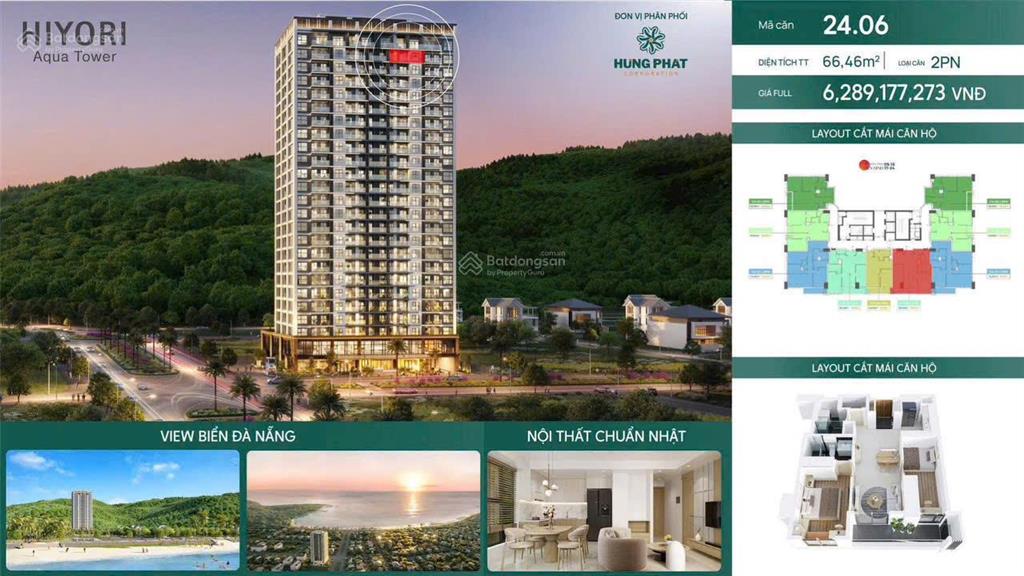 Hot căn hộ 2pn tầng cao view trực diện biển  hiyori aqua tower full nội thất nhật cao cấp