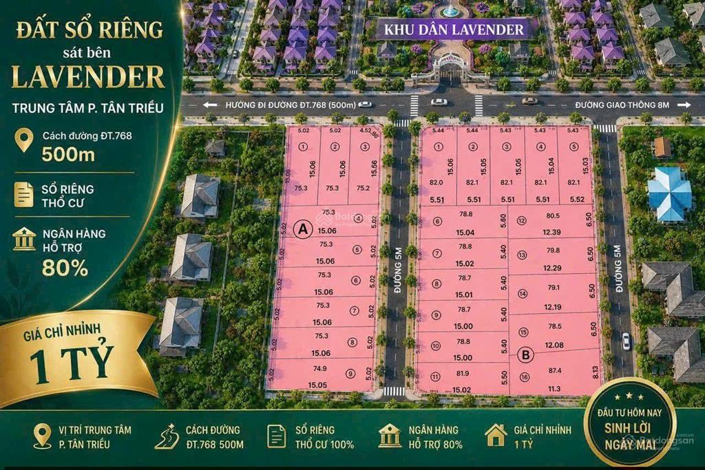 Bán đất tại tân triều riverside, 1,129 tỷ, 75,3m2, view đẹp, giá cực chất