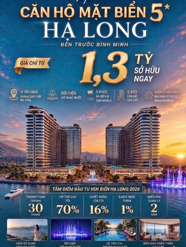 Sở hữu ngay căn hộ giữa trung tâm hạ long  cách biền 150m