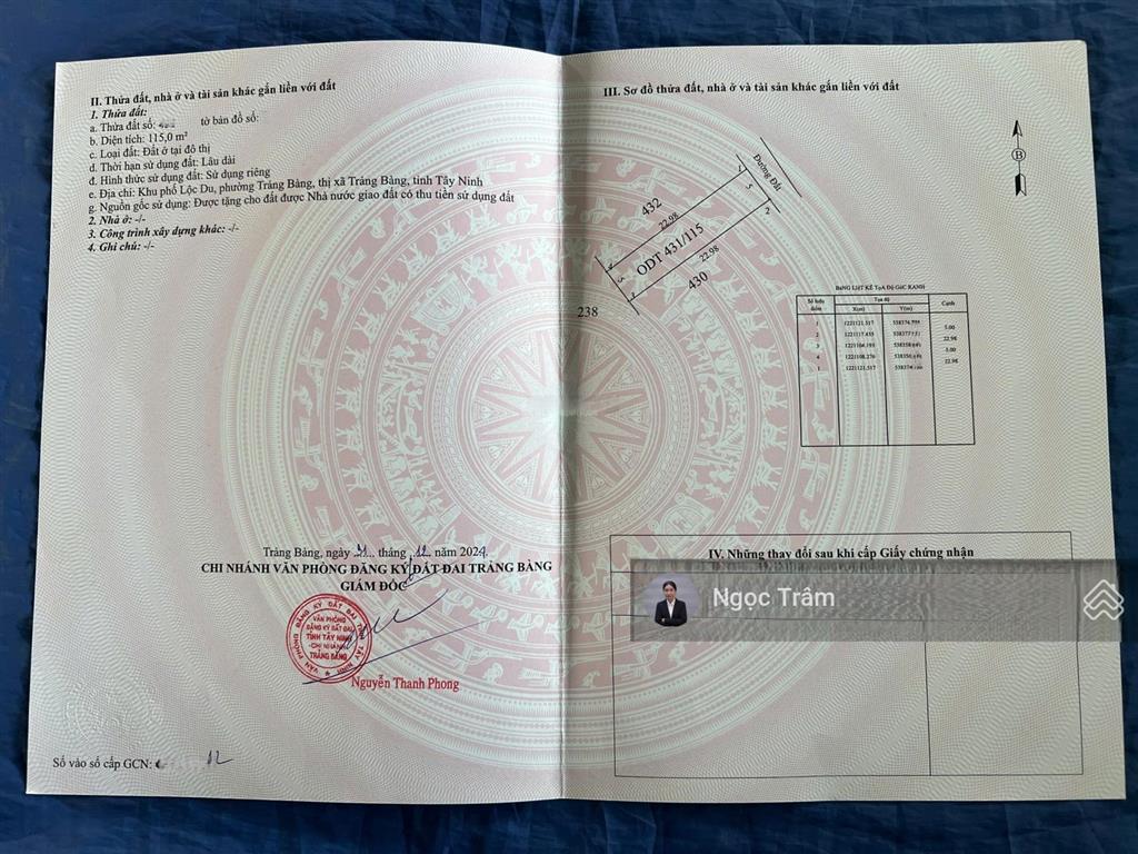 Bán đất full thổ cư giá 890 triệu, đường nguyễn du ngay trung tâm trảng bàng sổ hồng riêng