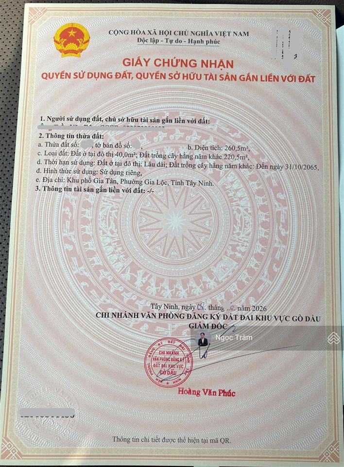Lô đất thông 2 đầu đường lớn đt787vàql22,dt 260m2 giá 850 triệu ngay ngã ba hai châu sổ hồng riêng
