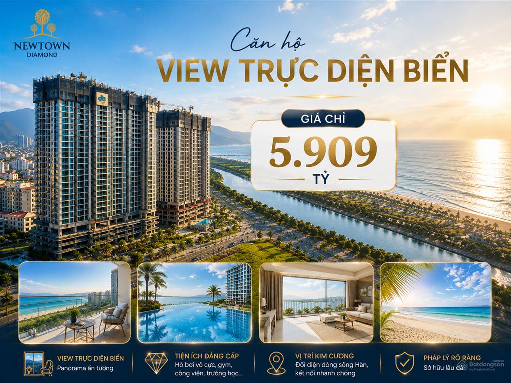 5,909 tỷ cho căn góc view biển hiếm gặp r21506a 3 phòng ngủ 84,06m tại newtown diamond