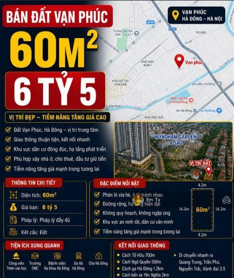 Chính chủ nhờ bán đất vạn phúcphân lô2 ô tô tránhvỉa hè kinh doanhhàng xóm cán bộdt 60m26tỷ5