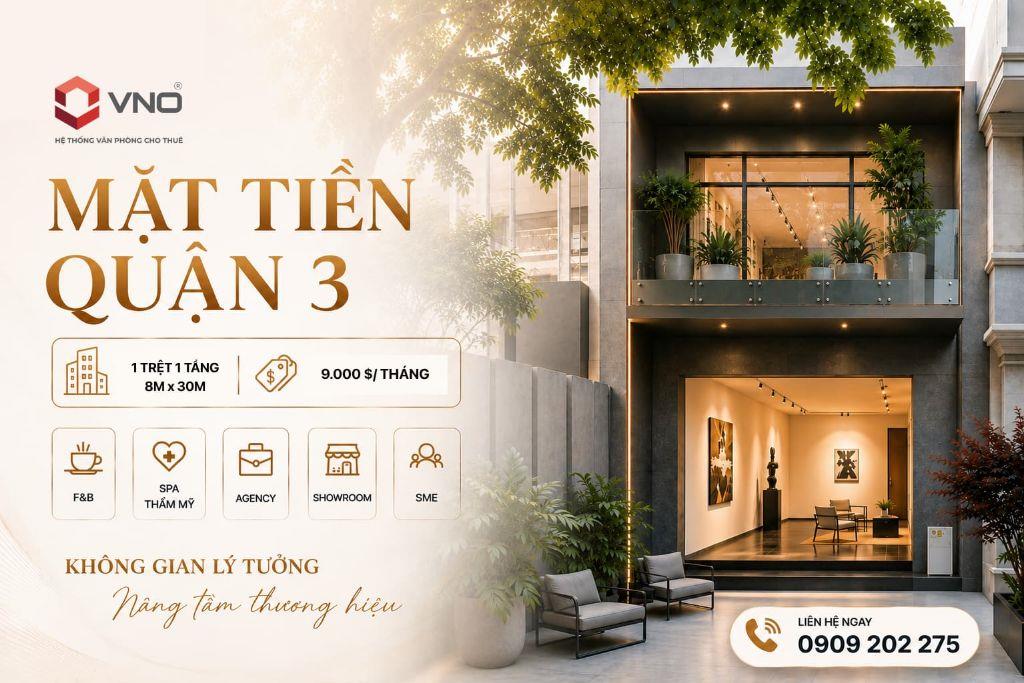 Mặt tiền Quận 3 – 1 trệt 1 tầng – Diện tích 8m x 30m | VNO 139A Pasteur 