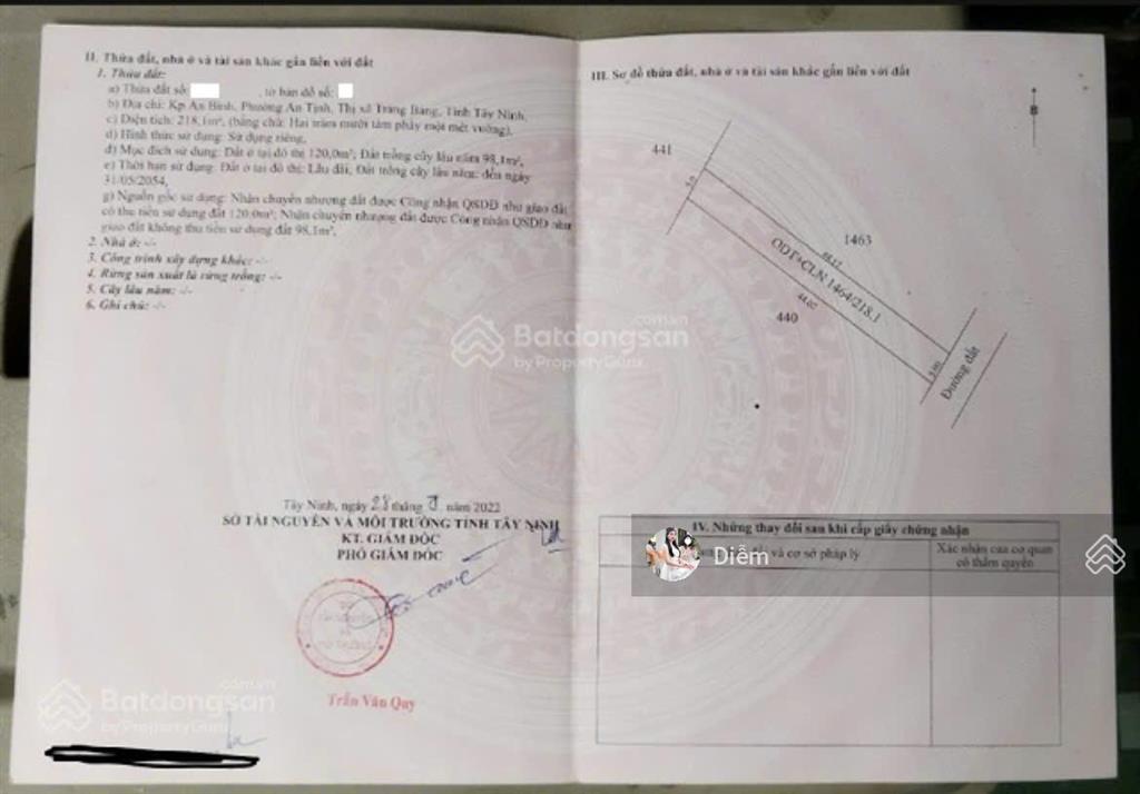 Chú hiếu cắt lỗ bán nhanh lô 218m2 giá 850tr, đ. đặng văn trước gần ngã tư an bình, sổ hồng riêng