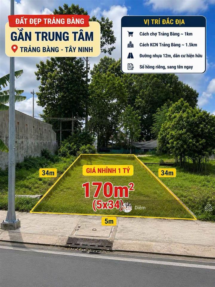Chính chủ cần bán lô 170m2 đất giá 750 triệu nằm ở đường đt 787 ngay trung tâm trảng bàng, shr
