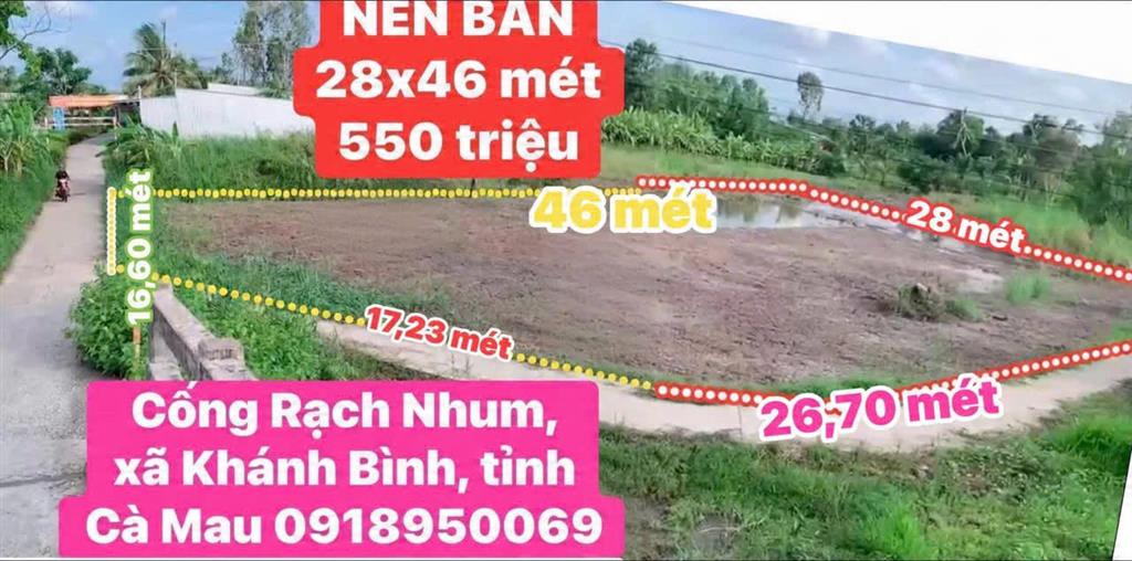 BÁN NỀN 2 mặt tiền lộ xe (ngang 28 mét dài 46 mét)