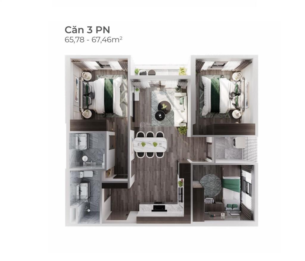 Bán căn 3 phòng ngủ 80,38m2 với đơn giá 53tr/m2