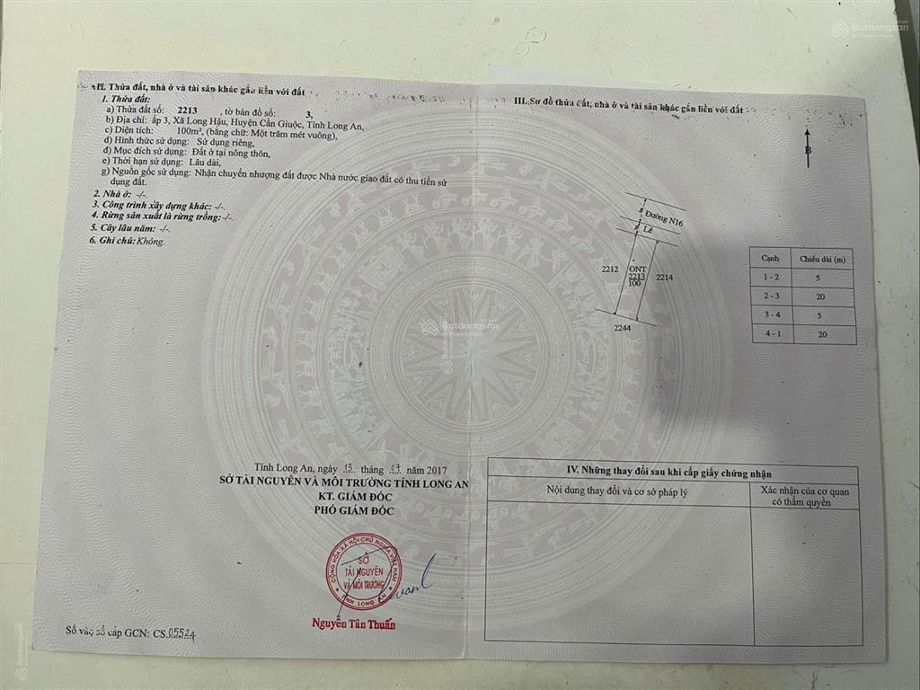 Bán đất nền dự án kdc long hậu, 2,1 tỷ, 100m2, pháp lý đầy đủ, hướng đông