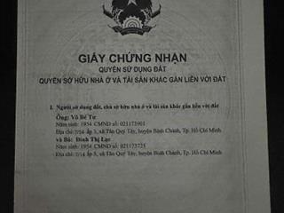 ► CHÍNH CHỦ CẦN BÁN LÔ ĐẤT ĐẸP TẠI TÂN QUÝ TÂY – BÌNH CHÁNH