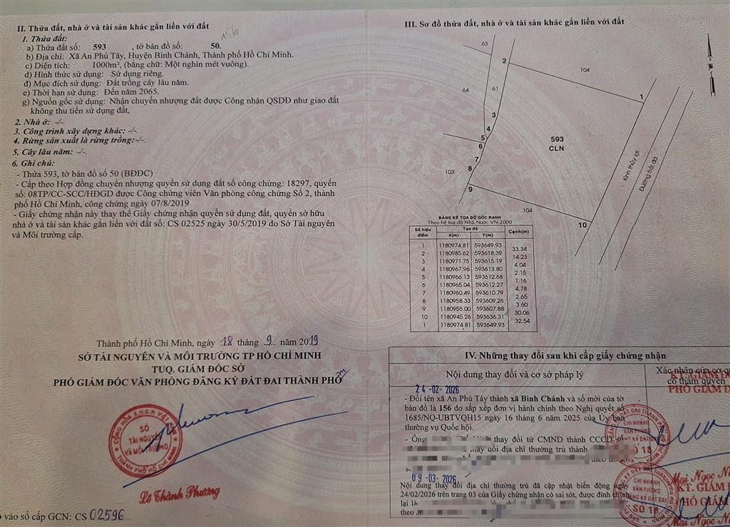 CHÍNH CHỦ CẦN BÁN 1.000M² ĐẤT TẠI AN PHÚ TÂY, BÌNH CHÁNH – GIÁ 5,5 TỶ