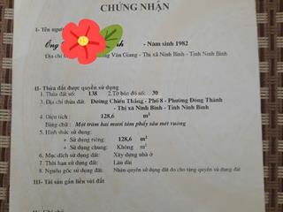 Chính chủ bán nhà đất 128,6m2 đường chiến thắng, hoa lư, ninh