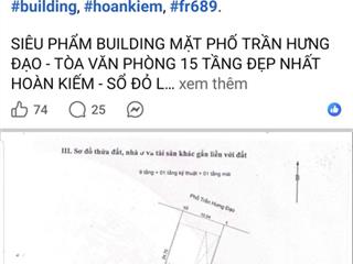 Building 15 tầng mặt phố trần hưng đạo | 438m | mt 11m | sổ đỏ lâu dài | giá đầu tư 490 tỷ