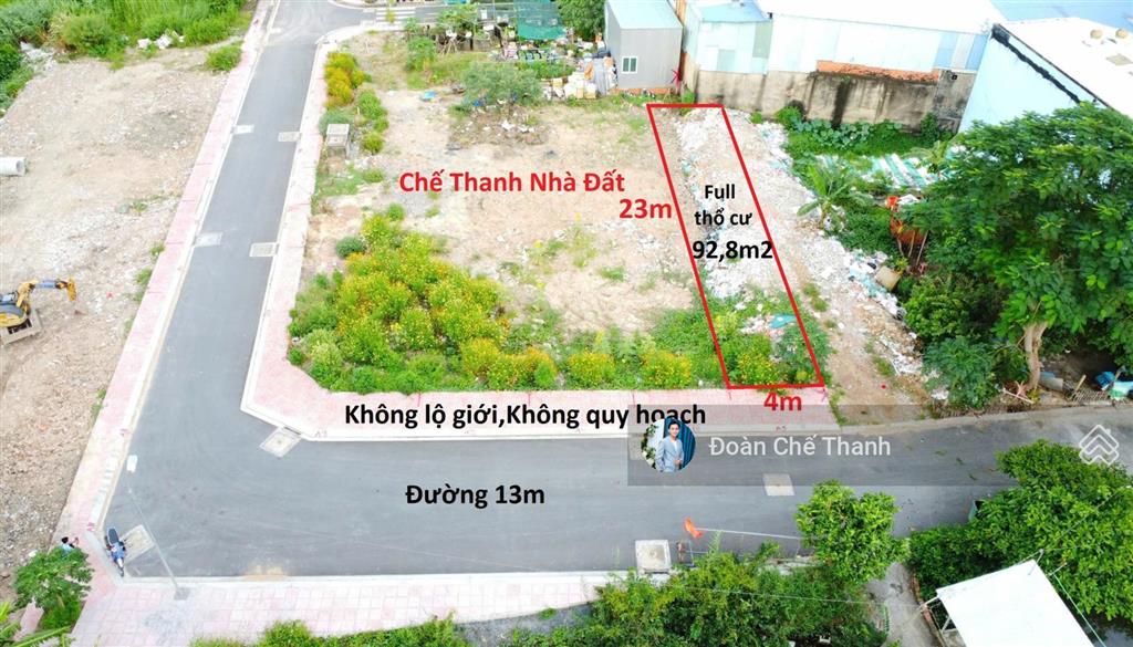 Đất mặt tiền đường 13m an dương vương giáp võ văn kiệt| full thổ cư 4x23m| không lg,không qh