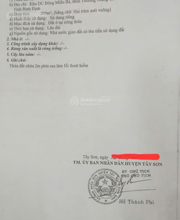 Bán lô đất vị trí đồng miễu bà, thượng giang 1, tây giang, tây sơn, bình định