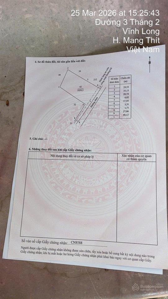 Chính chủ cần bán 1.859m2 có sẵn 300m2 thổ cư ngang 57m, giá 1.3 tỷ tại xã quới an