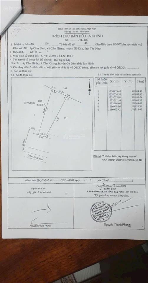 Bán nhà hơn 8m mặt đường quốc lộ 22b. 680m2 có thổ. 1,9 tỷ